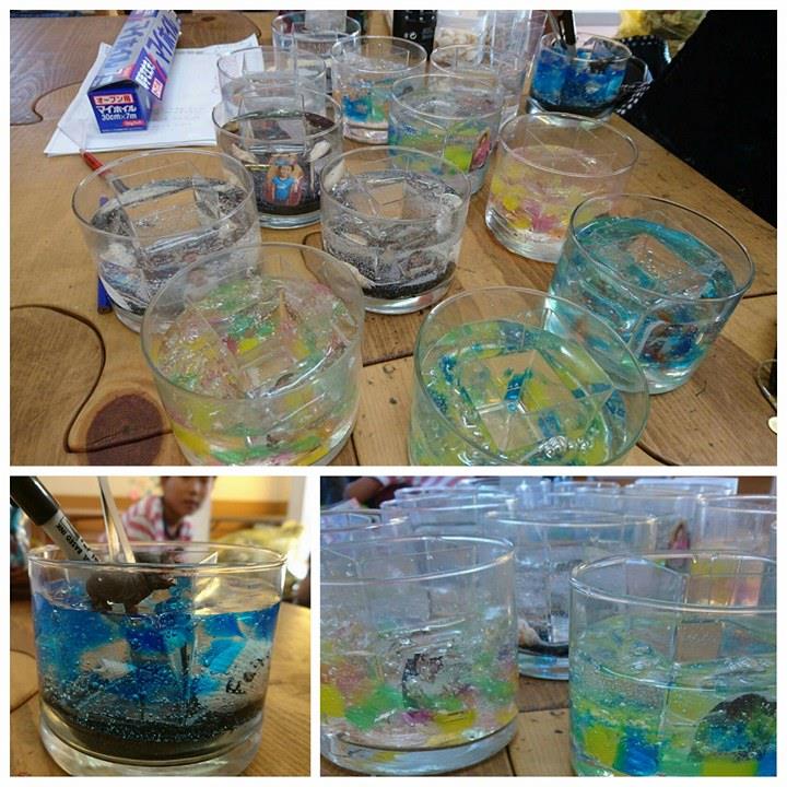 あすらん 7月29日 透明なジェルのペン立て作成しよう(夏休み体験)♪